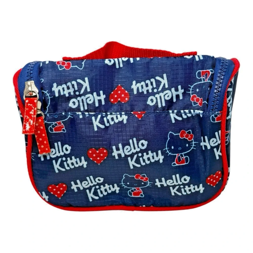 Sanrio‎ Smiles Hello Kitty Navy Red Travel Organizer Hang Up Pouch Makeup Bag